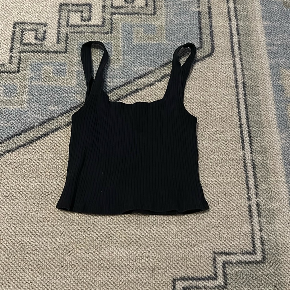 Reformation crop tank top ribbed black
